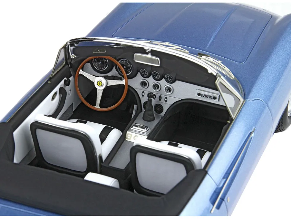 1966 Ferrari 365 California Convertible S/N 08347 "Geneve Motor Show" Light Blue Metallic with DISPLAY CASE Limited Edition to 200 pieces Worldwide 1/18 Model Car by BBR