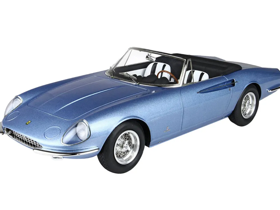 1966 Ferrari 365 California Convertible S/N 08347 "Geneve Motor Show" Light Blue Metallic with DISPLAY CASE Limited Edition to 200 pieces Worldwide 1/18 Model Car by BBR