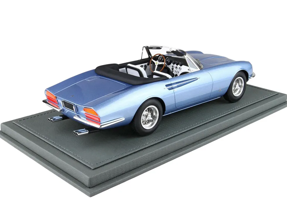 1966 Ferrari 365 California Convertible S/N 08347 "Geneve Motor Show" Light Blue Metallic with DISPLAY CASE Limited Edition to 200 pieces Worldwide 1/18 Model Car by BBR