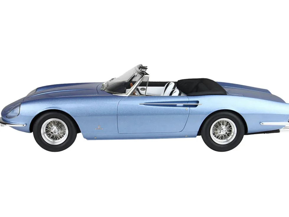 1966 Ferrari 365 California Convertible S/N 08347 "Geneve Motor Show" Light Blue Metallic with DISPLAY CASE Limited Edition to 200 pieces Worldwide 1/18 Model Car by BBR