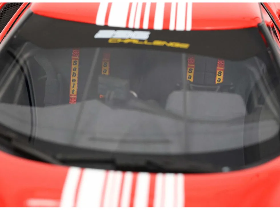 2023 Ferrari 296 Challenge #32 "Launch Version" Red with White Stripes with DISPLAY CASE Limited Edition to 296 pieces Worldwide 1/18 Model Car by BBR