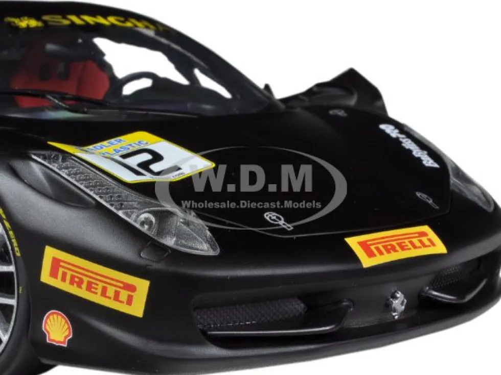 Ferrari 458 Challenge Matt Black #12 1/18 Diecast Car Model Hot Wheels BCT90