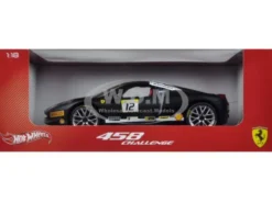 Ferrari 458 Challenge Matt Black #12 1/18 Diecast Car Model Hot Wheels BCT90