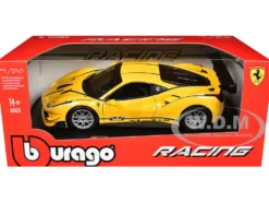 Ferrari 488 Challenge #25 Yellow Blue Stripes Ferrari Racing 1/24 Diecast Model Car Bburago 26307