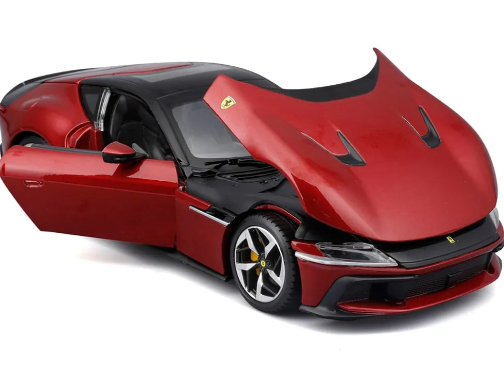 Ferrari 12Cilindri Red Metallic with Black Top "Race + Play" Series 1/24 Diecast Model Car by Bburago
