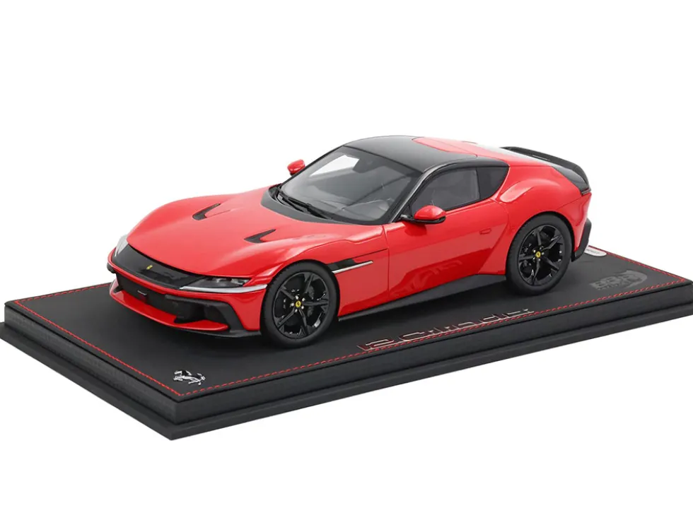 Ferrari 12Cilindri Rosso Corsa Red with Black Top with DISPLAY CASE Limited Edition to 200 pieces Worldwide 1/18 Model Car by BBR