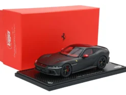 Ferrari 12Cilindri with Panoramic Roof Matt Black with DISPLAY CASE Limited Edition to 48 pieces Worldwide 1/18 Model Car by BBR