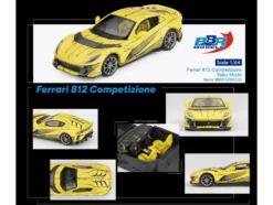 Ferrari 812 Competizione Matt Yellow with Graphics and Yellow Interior "Tailor Made" 1/64 Diecast Model Car by BBR