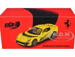 Ferrari 812 Competizione Matt Yellow with Graphics and Yellow Interior "Tailor Made" 1/64 Diecast Model Car by BBR