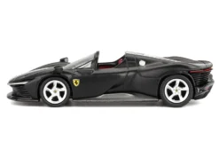Ferrari Daytona SP3 Matt Black with White Stripes and Red Interior 1/64 Diecast Model Car by BBR