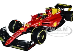 Ferrari F1 75 55 Carlos Sainz Giallo Modena Formula One F1 Italian GP 2022 Formula Racing Series 1/18 Diecast Model Car Bburago 16811CSMZ
