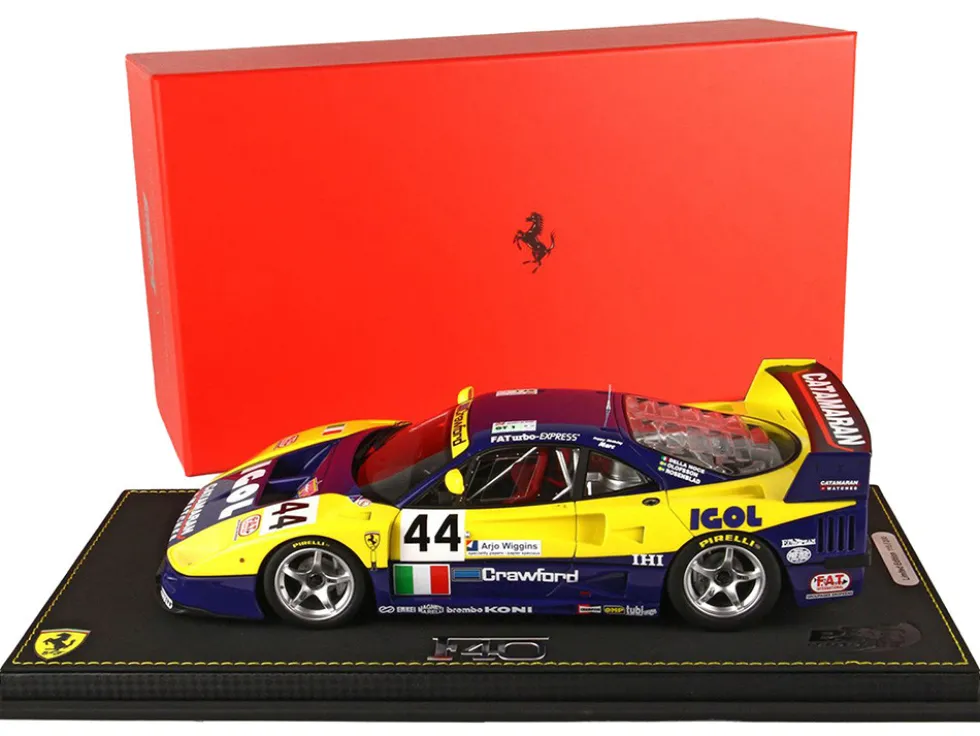 Ferrari F40 LM #44 Luciano Della Noce Anders Olofsson Carl Rosenblad Ennea SRL Igol 24 Hours of Le Mans 1996 with DISPLAY CASE Limited Edition to 200 pieces Worldwide 1/18 Model Car BBR P18139F