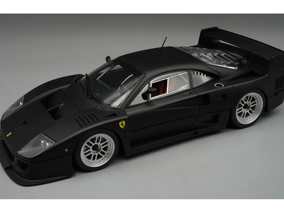 Ferrari F40 LM Matt Black with Enkei Silver Wheels "Press Version" (1996) "Mythos Series" Limited Edition to 75 pieces Worldwide 1/18 Model Car by Tecnomodel