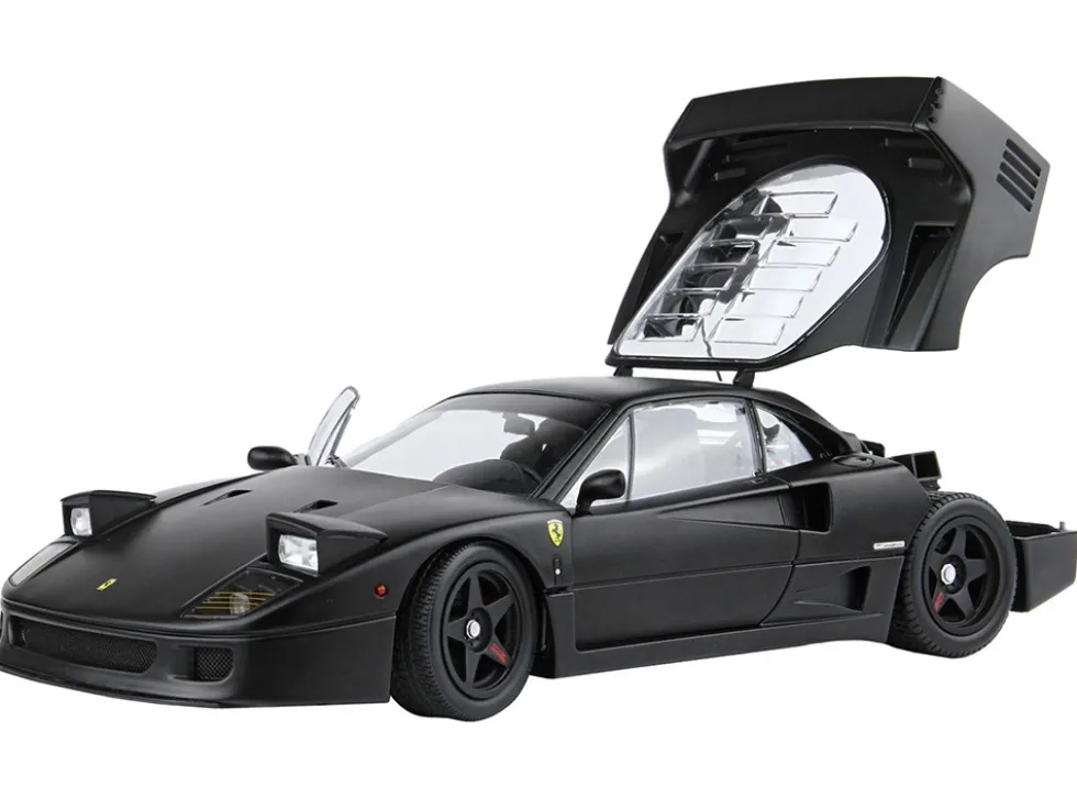 Ferrari F40 Matt Black with Matt Black Wheels with DISPLAY CASE Limited Edition to 102 pieces Worldwide 1/18 Diecast Model Car by BBR and Kyosho