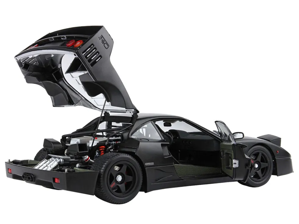 Ferrari F40 Matt Black with Matt Black Wheels with DISPLAY CASE Limited Edition to 102 pieces Worldwide 1/18 Diecast Model Car by BBR and Kyosho