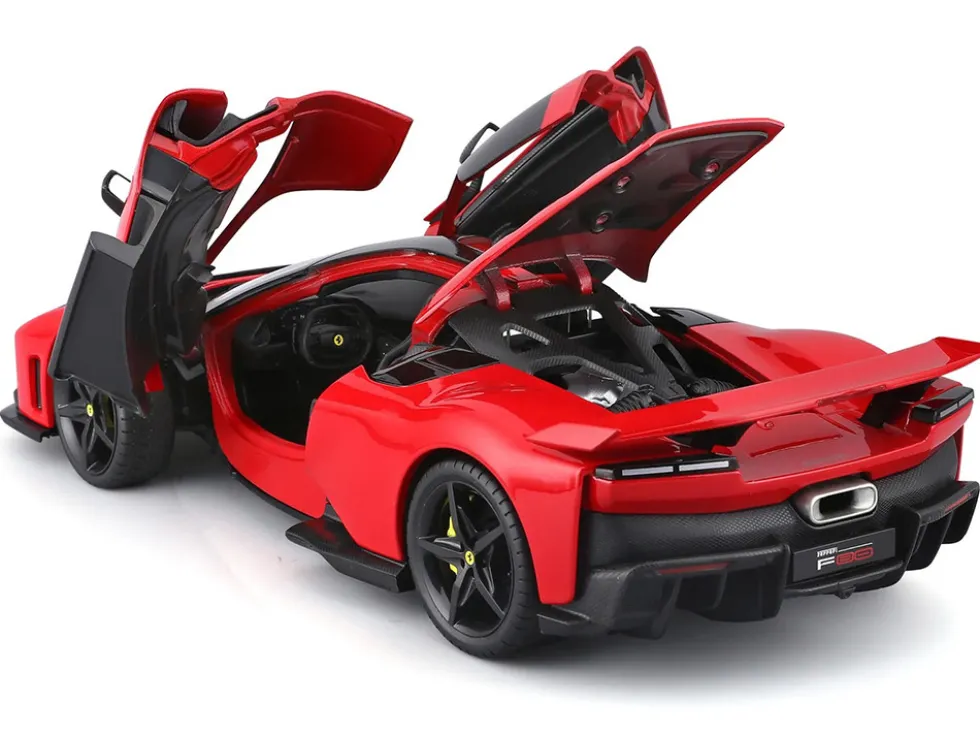 Ferrari F80 Red with Black Top "Race + Play" Series 1/18 Diecast Model Car by Bburago