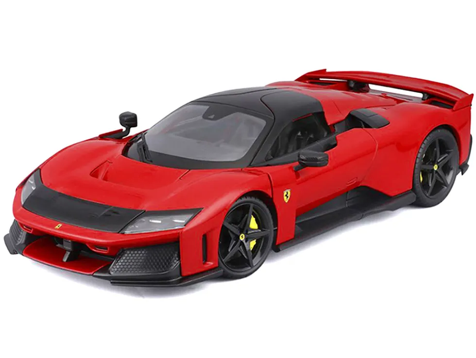 Ferrari F80 Red with Black Top "Race + Play" Series 1/18 Diecast Model Car by Bburago