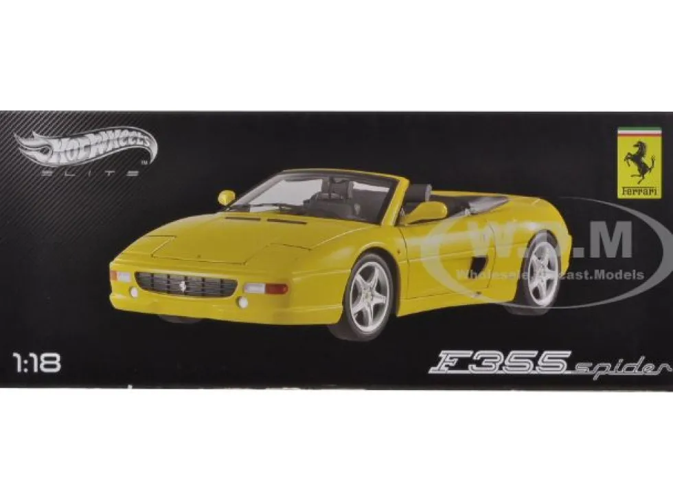 Ferrari F355 Spider Convertible Yellow Elite Edition 1/18 Diecast Car Model Hot Wheels BLY35
