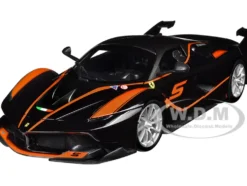 Ferrari FXX-K #5 Fu Songyang Black Gray Top Orange Stripes 1/18 Diecast Model Car Bburago 16010