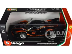 Ferrari FXX-K #5 Fu Songyang Black Gray Top Orange Stripes 1/18 Diecast Model Car Bburago 16010