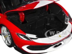 Ferrari 296 GTB Assetto Fiorano Red with White Stripes Race Play Series 1/18 Diecast Model Car Bburago 16017r