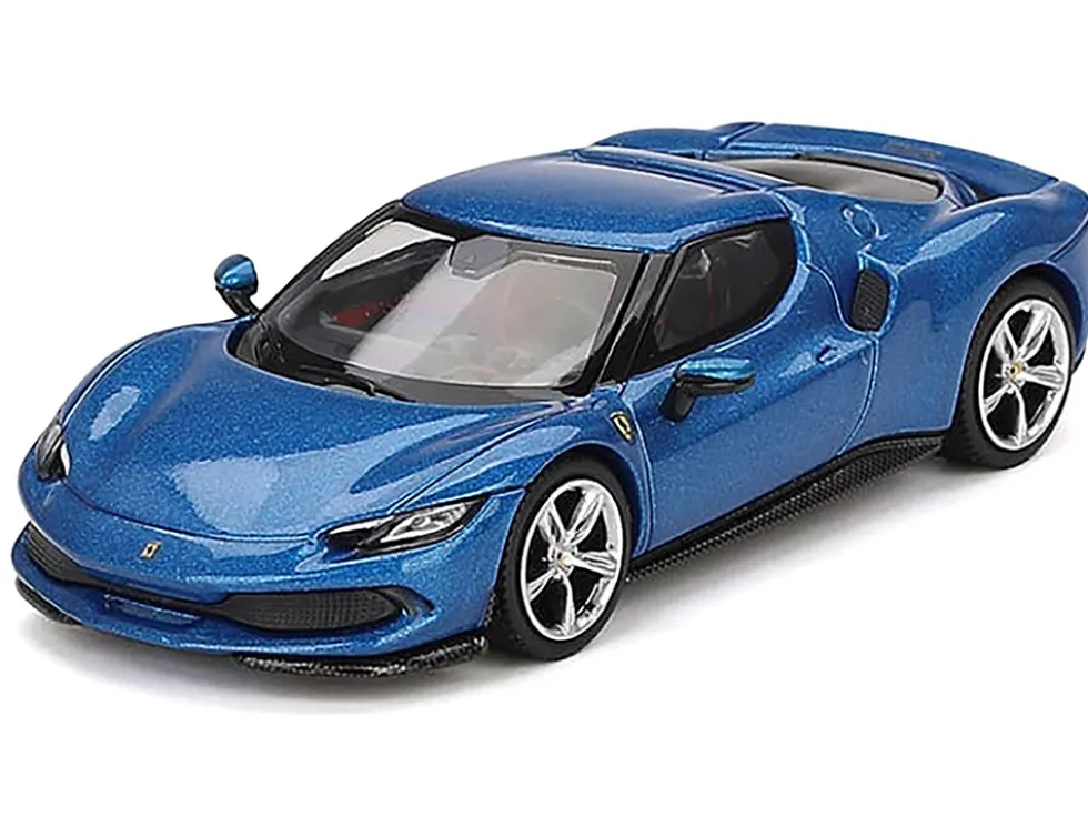 Ferrari 296 GTB Blue Corsa 1/64 Diecast Model Car by BBR