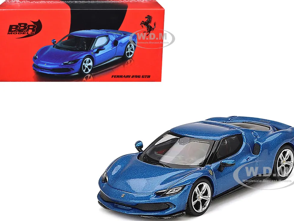 Ferrari 296 GTB Blue Corsa 1/64 Diecast Model Car by BBR