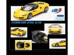 Ferrari 296 GTB Giallo Modena Yellow with Black Top 1/64 Diecast Model Car by BBR