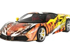 Ferrari 488 GTB IPE Exhaust Giallo Modena Yellow with Tiger Graphics with DISPLAY CASE Limited Edition to 100 pieces Worldwide 1/18 Model Car BBR P18221