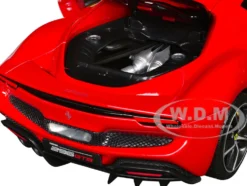 Ferrari 296 GTB Red "Race + Play" Series 1/18 Diecast Model Car by Bburago