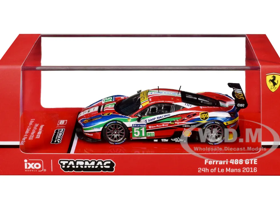 Ferrari 488 GTE #51 Gianmaria Bruni - Alessandro Pier Guidi - James Calado "AF Corse" "24 Hours of Le Mans" (2016) "Hobby64" Series 1/64 Diecast Model Car by Tarmac Works