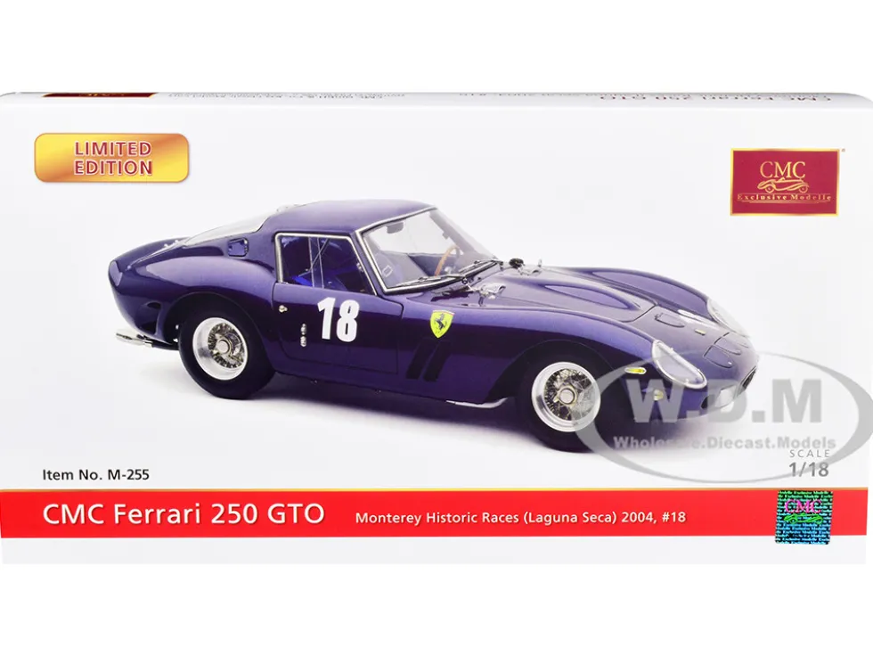 Ferrari 250 GTO #18 Brandon Wang Monterey Historic Races Laguna Seca 2004 Limited Edition to 2200 pieces Worldwide 1/18 Diecast Model Car CMC M-255