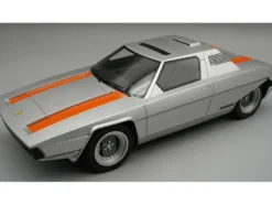 1976 Ferrari 308 GT Rainbow By Bertone Silver Metallic with Orange Stripes "Mythos Series" Limited Edition to 35 pieces Worldwide 1/18 Model Car by Tecnomodel