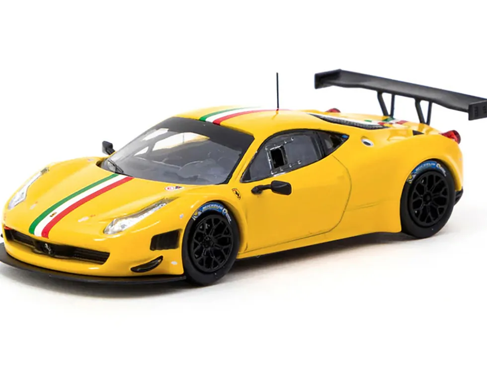 Ferrari 458 Italia GT3 Yellow with Italian Flag Stripes "Road64" Series 1/64 Diecast Model Car by Tarmac Works