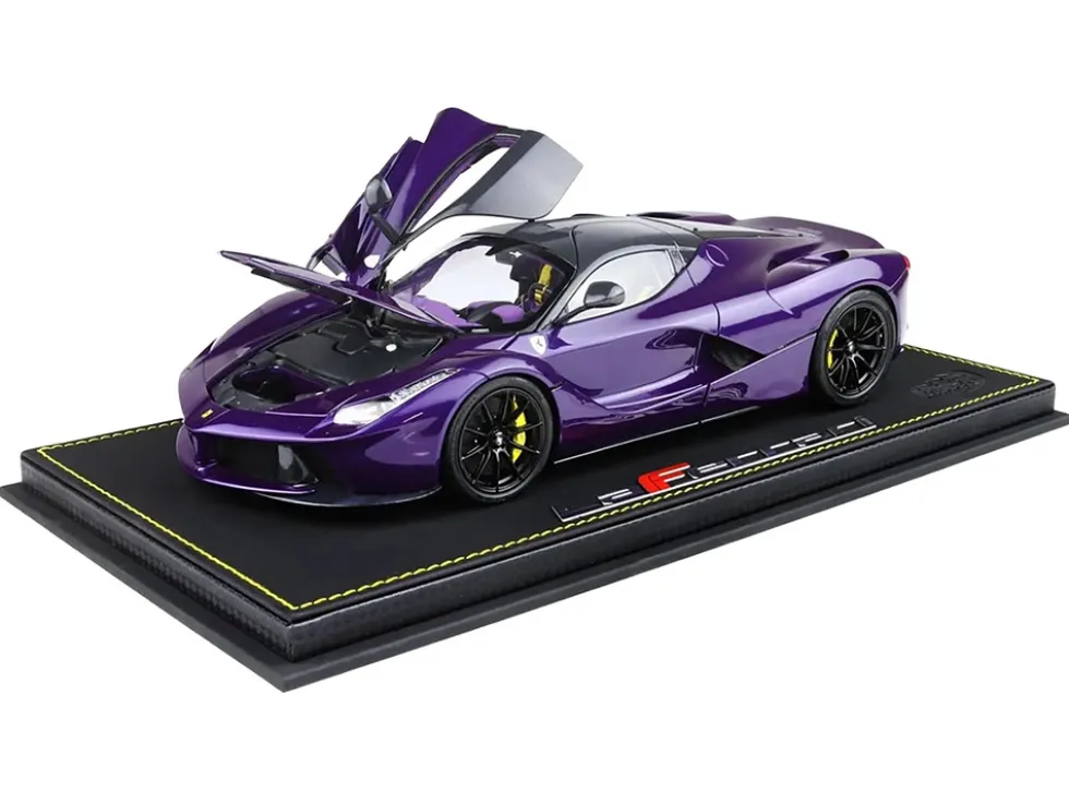 2012 Ferrari LaFerrari Purple Dubai Metallic (Viola Vio) with Black Top With Display Case Limited Edition to 300 pieces Worldwide 1/18 Diecast Model Car by BBR