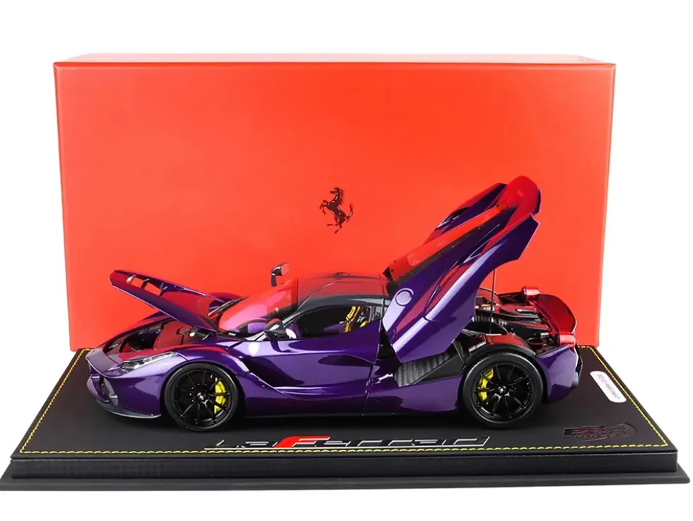 2012 Ferrari LaFerrari Purple Dubai Metallic (Viola Vio) with Black Top With Display Case Limited Edition to 300 pieces Worldwide 1/18 Diecast Model Car by BBR