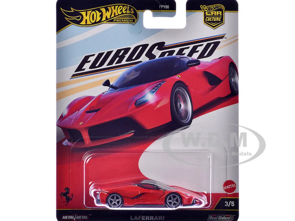 Ferrari LaFerrari Red with Black Top "Euro Speed" Series Diecast Model Car by Hot Wheels
