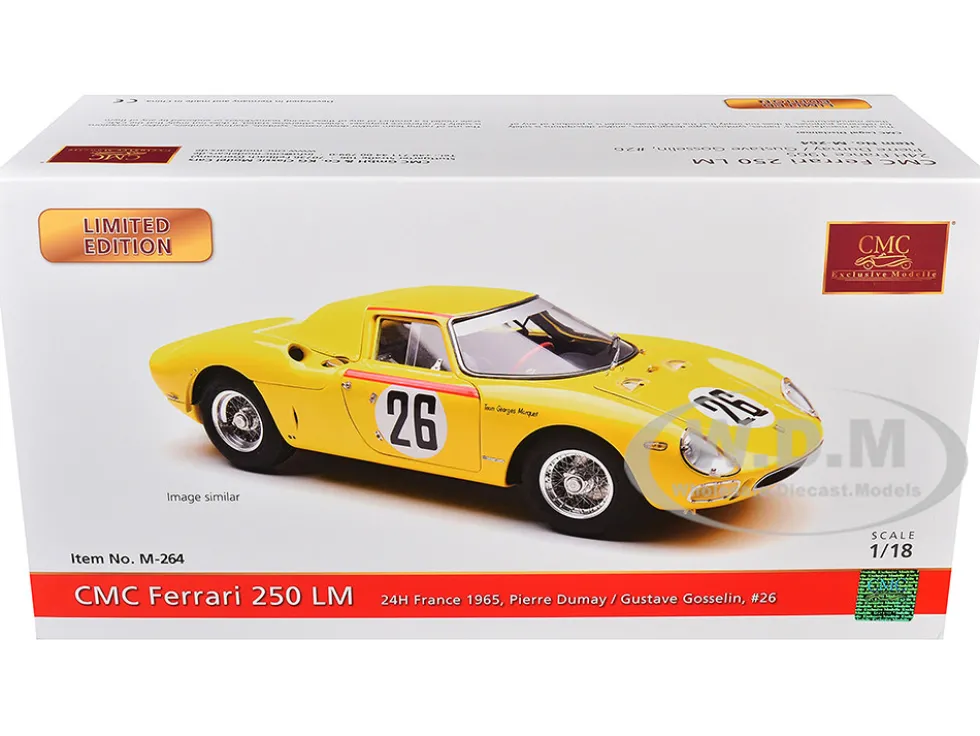 Ferrari 250 LM RHD (Right Hand Drive) #26 Pierre Dumay - Gustave 'Taf' Gosselin "Team Georges Marquet" 2nd Place "24 Hours of Le Mans" (1965) Limited Edition to 1500 pieces Worldwide 1/18 Diecast Model Car by CMC