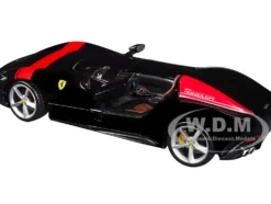Ferrari Monza SP1 Black Metallic with Red Stripes "Race & Play" Series 1/24 Diecast Model Car by Bburago