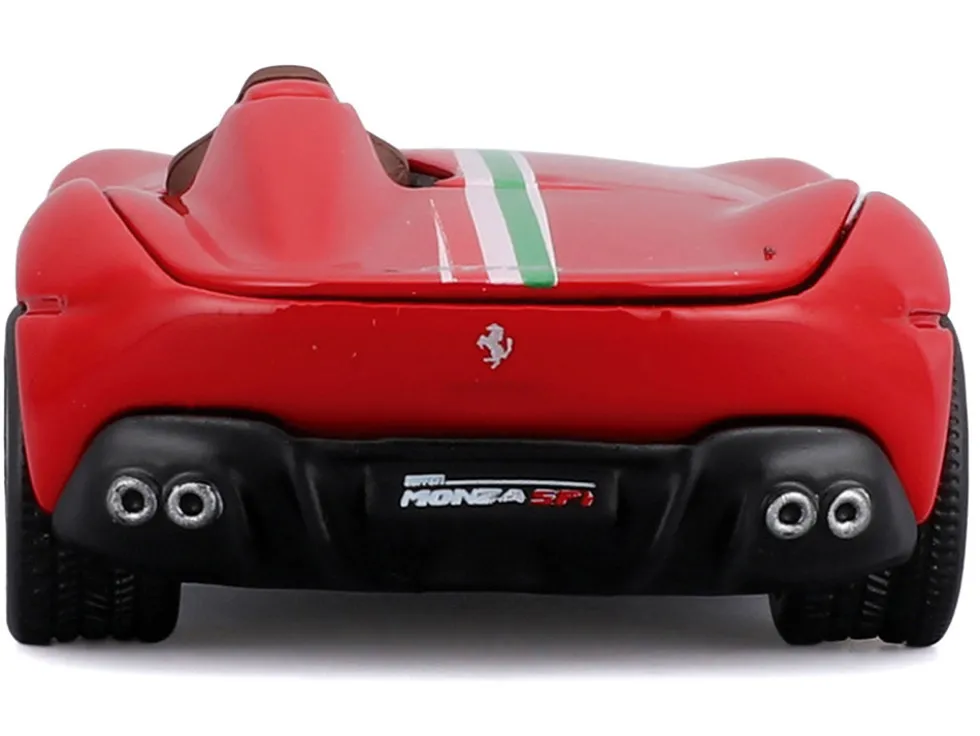 Ferrari Monza SP1 Red with Italian Flag Stripes "Speed Icons" Series 1/64 Diecast Model Car by Maisto