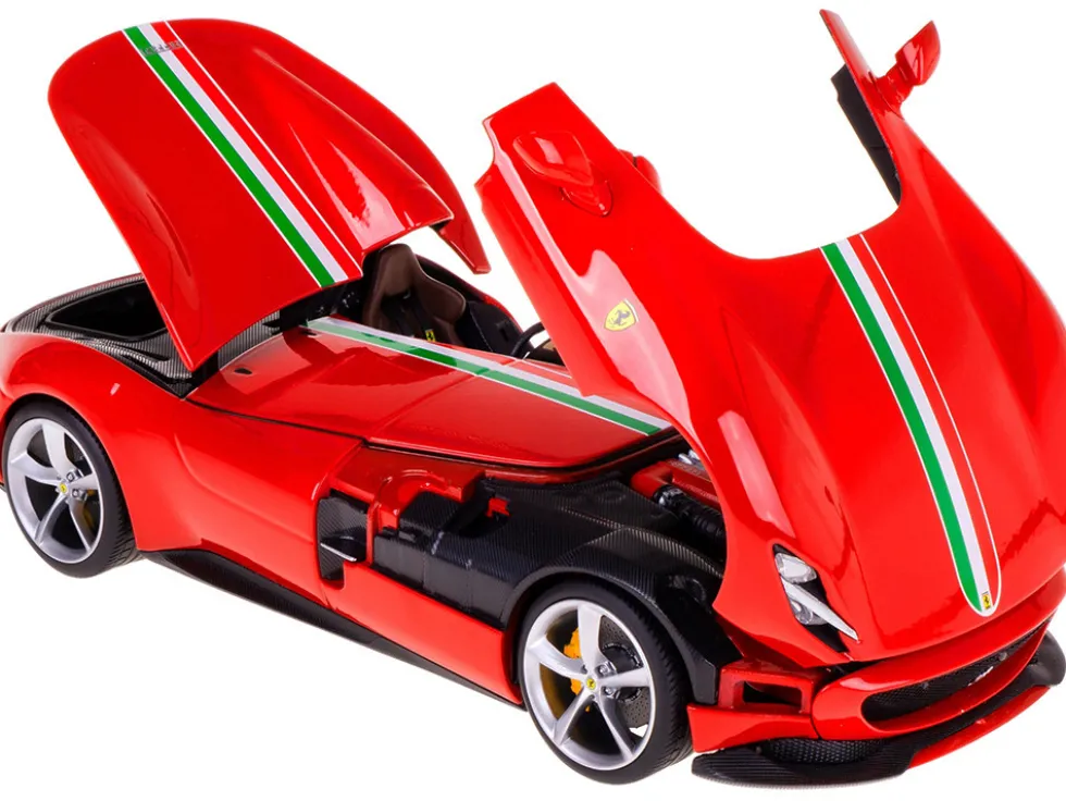 Ferrari Monza SP1 Red with Italian Flag Stripes Signature Series 1/18 Diecast Model Car Bburago 16909