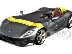 Ferrari Monza SP1 Silver Metallic Yellow Stripes 1/18 Diecast Model Car Bburago 16013