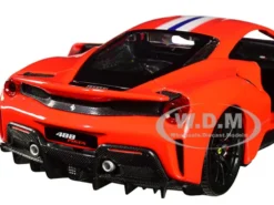 Ferrari 488 Pista Red White Blue Stripes 1/24 Diecast Model Car Bburago 26026