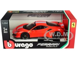 Ferrari 488 Pista Red White Blue Stripes 1/24 Diecast Model Car Bburago 26026
