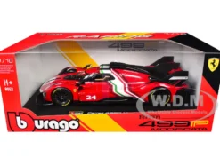 Ferrari 499P Modificata #24 Red with Italian Flag Stripes "Racing" Series 1/18 Diecast Model Car by Bburago