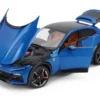 2022 Ferrari Purosangue Blu Corsa Blue Metallic with Black Top and Orange Interior 1/18 Diecast Model Car by Polistil
