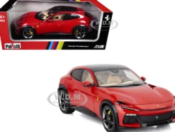 2022 Ferrari Purosangue Rosso Corsa Red with Black Top 1/18 Diecast Model Car by Polistil
