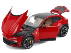 2022 Ferrari Purosangue Rosso Corsa Red with Black Top 1/18 Diecast Model Car by Polistil