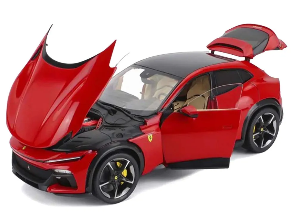 2022 Ferrari Purosangue Rosso Corsa Red with Black Top 1/18 Diecast Model Car by Polistil