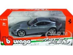 Ferrari Roma Gray Metallic Race + Play Series 1/24 Diecast Model Car Bburago 26029gry
